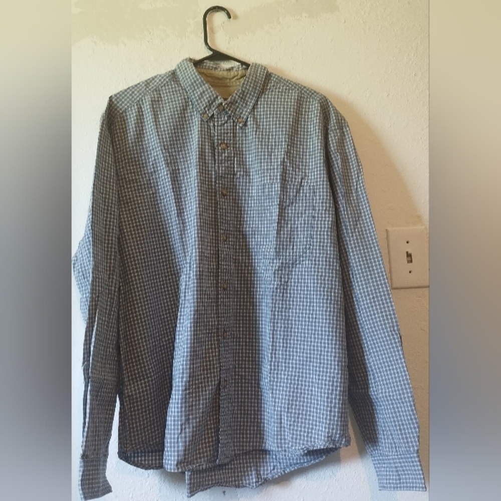 Eddie Bauer Men's Blue Checkered Shirt
